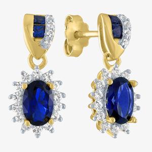 Gemstone Classics(tm) Lab Created Blue & White Sapphire Earrings