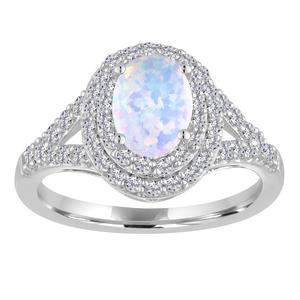 Gemstone Classics(tm) Sterling Silver Opal & Sapphire Halo Ring