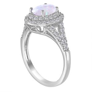 Gemstone Classics(tm) Sterling Silver Opal & Sapphire Halo Ring alternate view