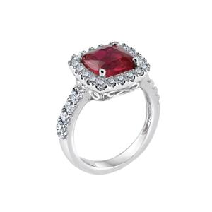 Gemstone Classics(tm) Silver Created Ruby & Sapphire Ring alternate view