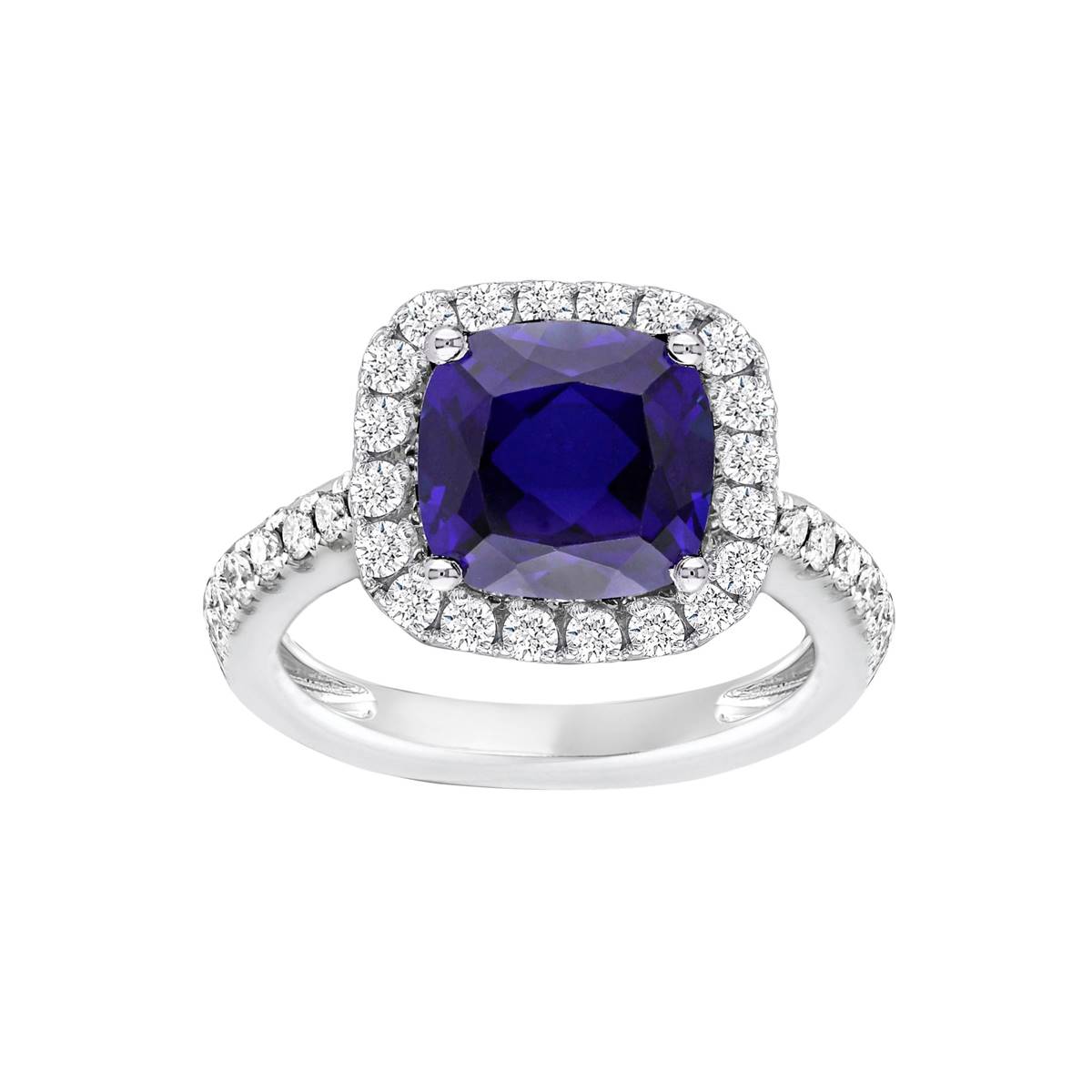 Gemstone Classics(tm) Silver Created Blue Sapphire Ring