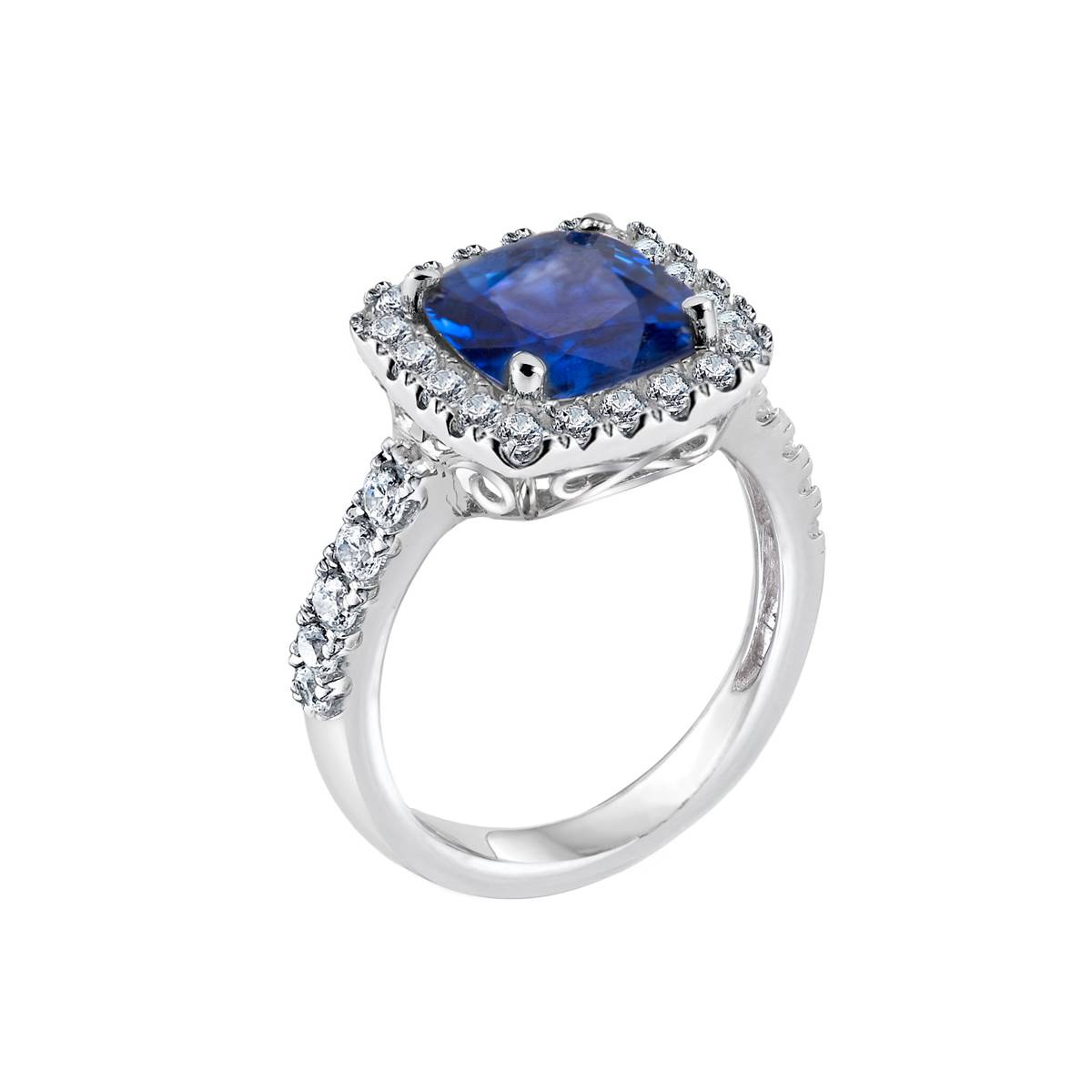 Gemstone Classics(tm) Silver Created Blue Sapphire Ring