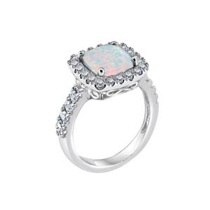 Gemstone Classics(tm) Sterling Silver Opal & Sapphire Halo Ring alternate view