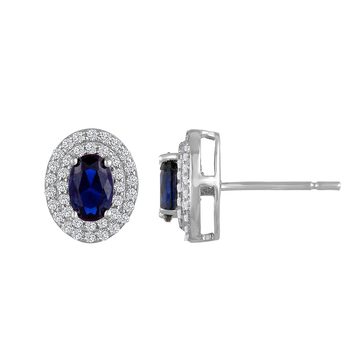 Gemstone Classics(tm) Sterling Silver Blue Sapphire Earrings