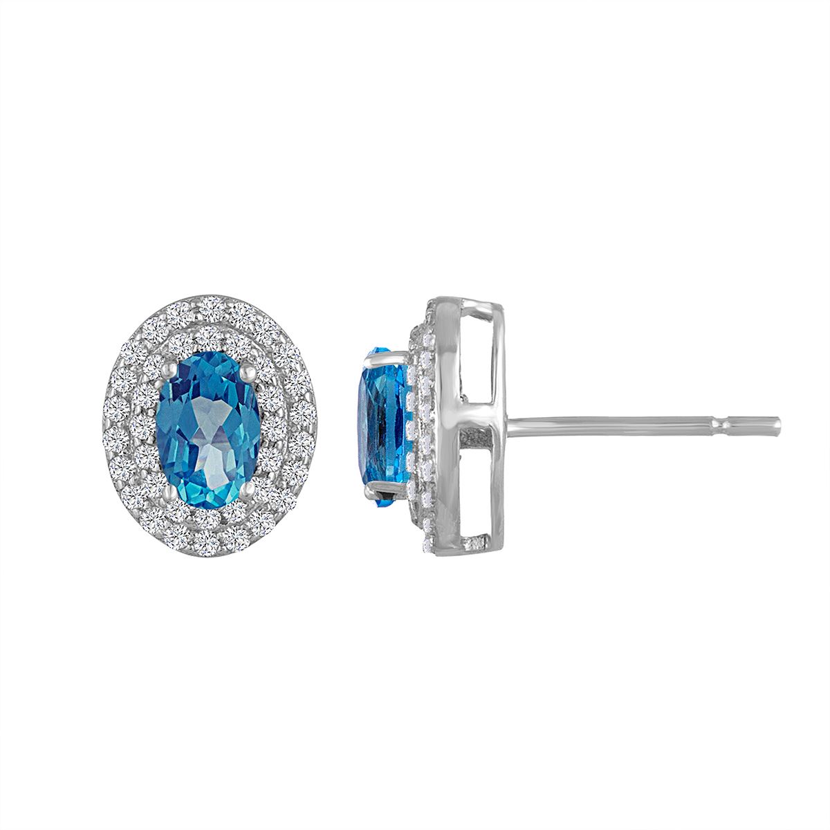 Gemstone Classics(tm) Sterling Silver Topaz & Sapphire Oval Earrings