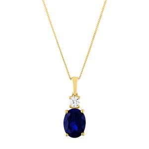 Gemstone Classics(tm)Oval 10kt. Yellow & Blue Sapphire Pendant
