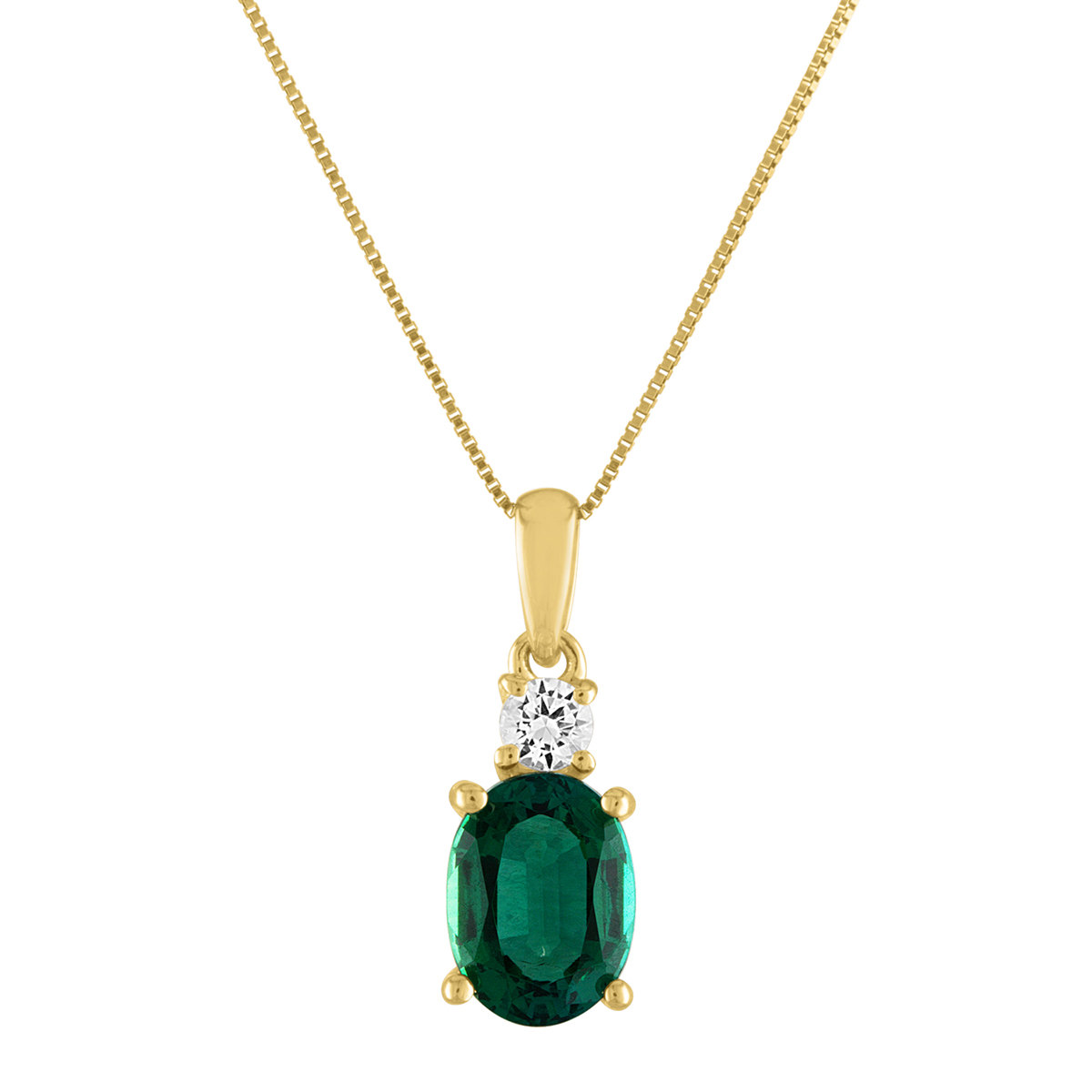 Gemstone Classics(tm) 10kt. Yellow/Created Emerald Oval Pendant