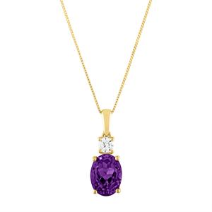 Diamond Classics(tm) 10kt. Yellow/Amethyst Oval Pendant