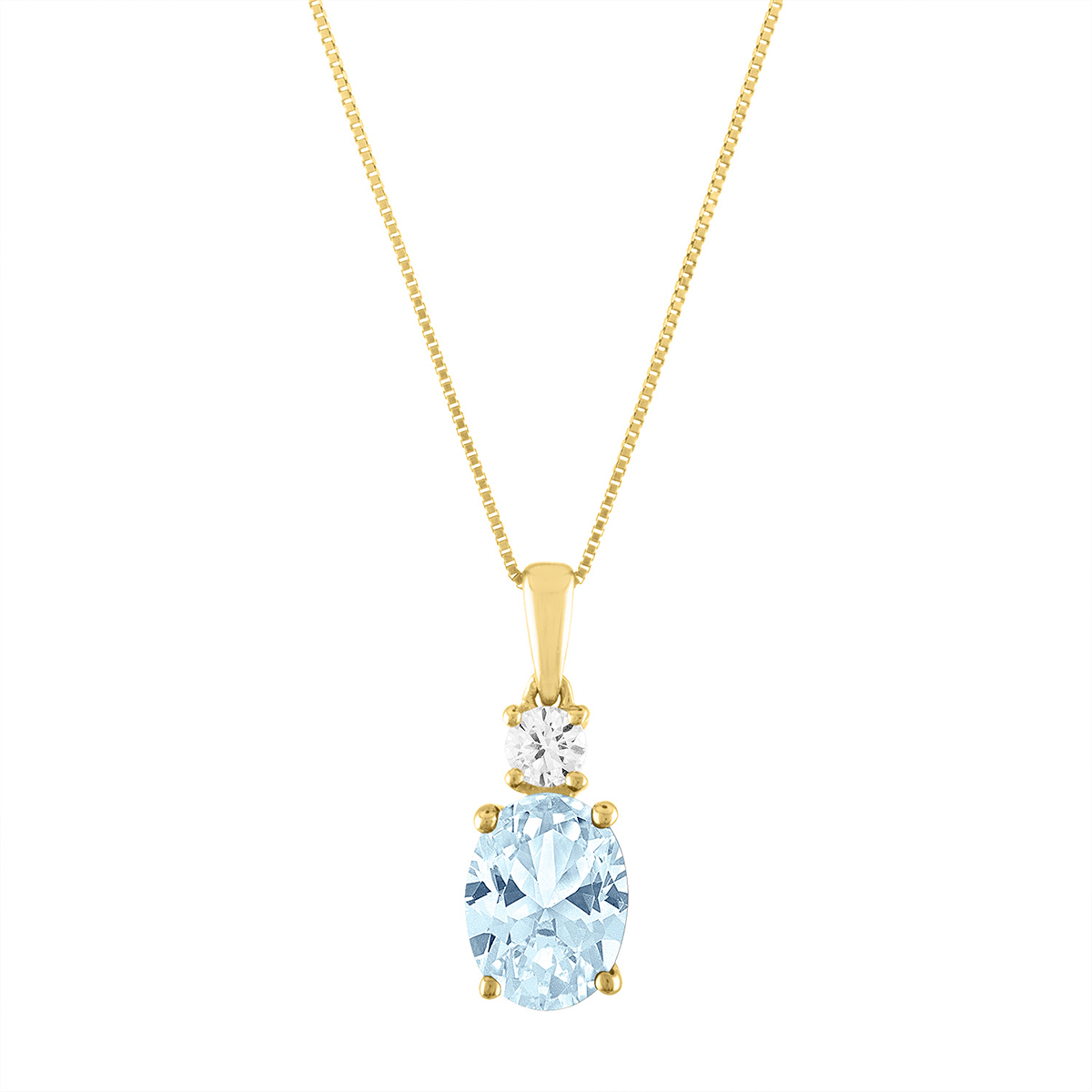 Diamond Classics(tm) 10kt. Yellow/Aqua Pendant Necklace