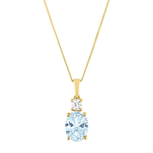 Diamond Classics(tm) 10kt. Yellow/Aqua Pendant Necklace