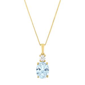 Diamond Classics(tm) 10kt. Yellow/Aqua Pendant Necklace