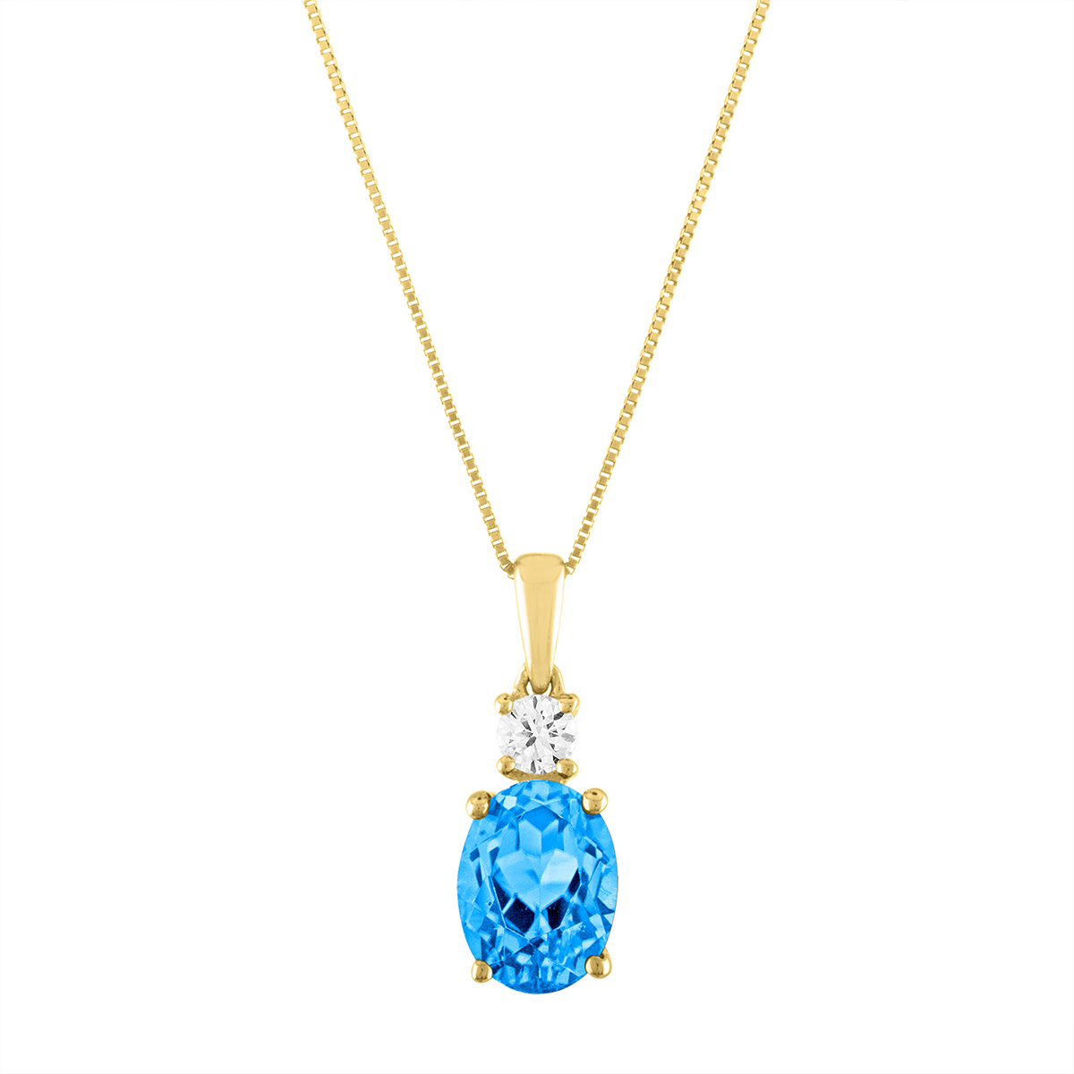 Diamond Classics(tm) 10kt. Yellow/Blue Topaz Oval Pendant