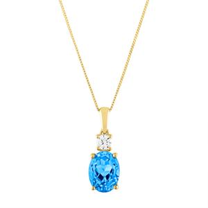 Diamond Classics(tm) 10kt. Yellow/Blue Topaz Oval Pendant