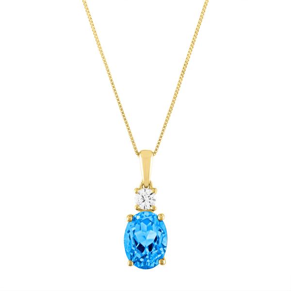 Diamond Classics(tm) 10kt. Yellow/Blue Topaz Oval Pendant