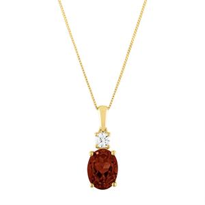 Diamond Classics(tm) 10kt. Yellow/Garnet Oval Pendant