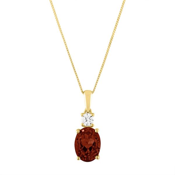 Diamond Classics(tm) 10kt. Yellow/Garnet Oval Pendant