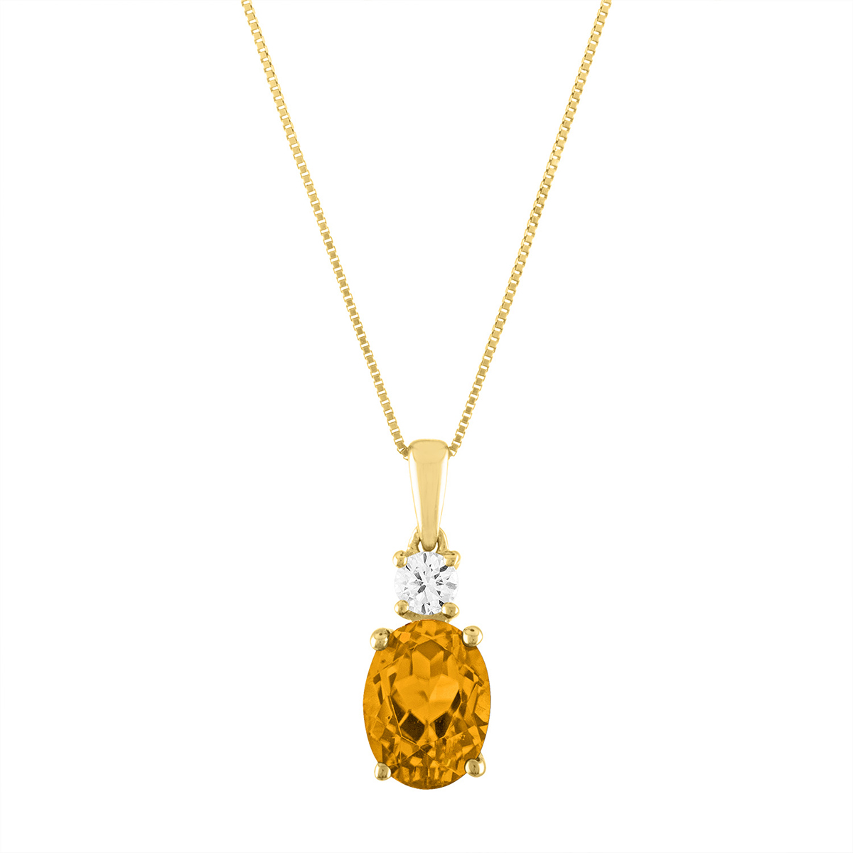 Diamond Classics(tm) 10kt. Yellow Gold/Oval Citrine Pendant