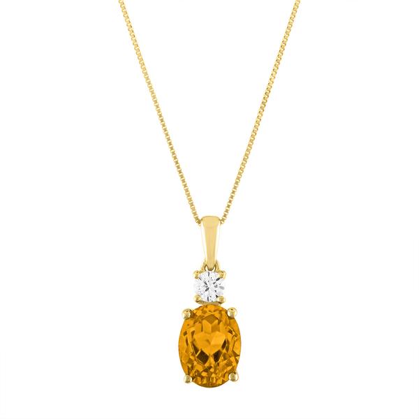 Diamond Classics(tm) 10kt. Yellow Gold/Oval Citrine Pendant