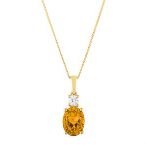 Diamond Classics(tm) 10kt. Yellow Gold/Oval Citrine Pendant