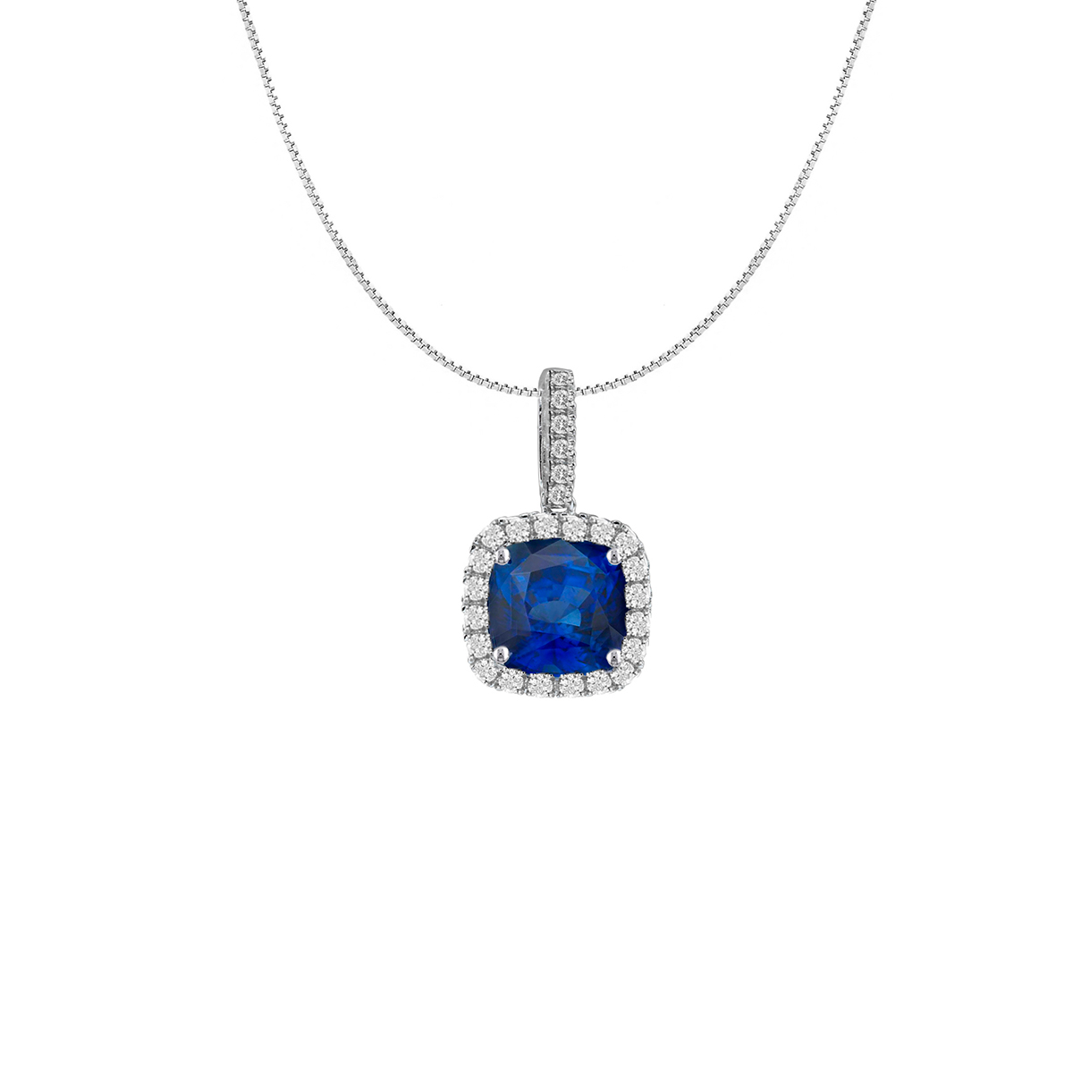 Gemstone Classics(tm) Sterling Silver Cushioned Halo Pendant