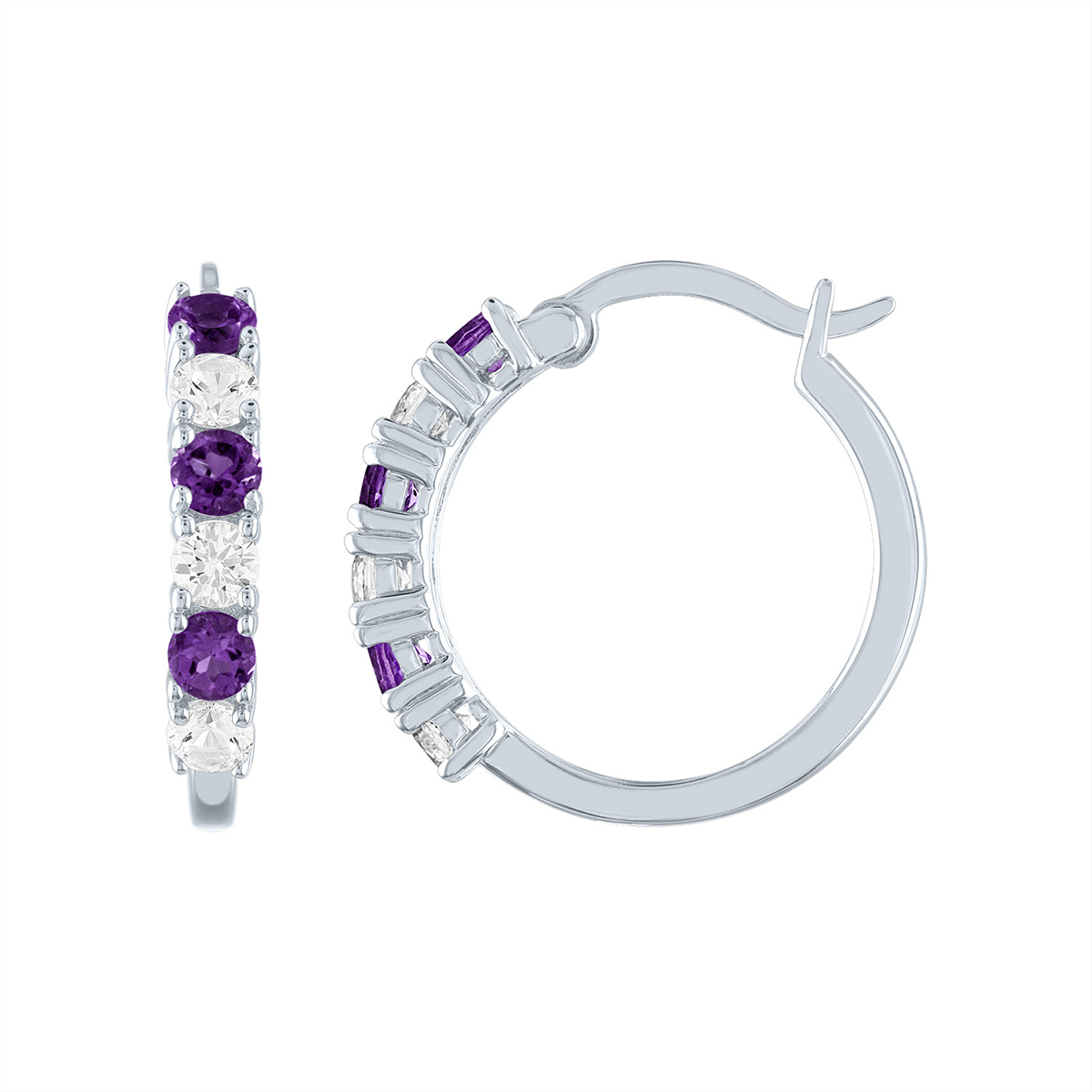 Gemstones Classics(tm) Genuine White Sapphire Hoop Earrings