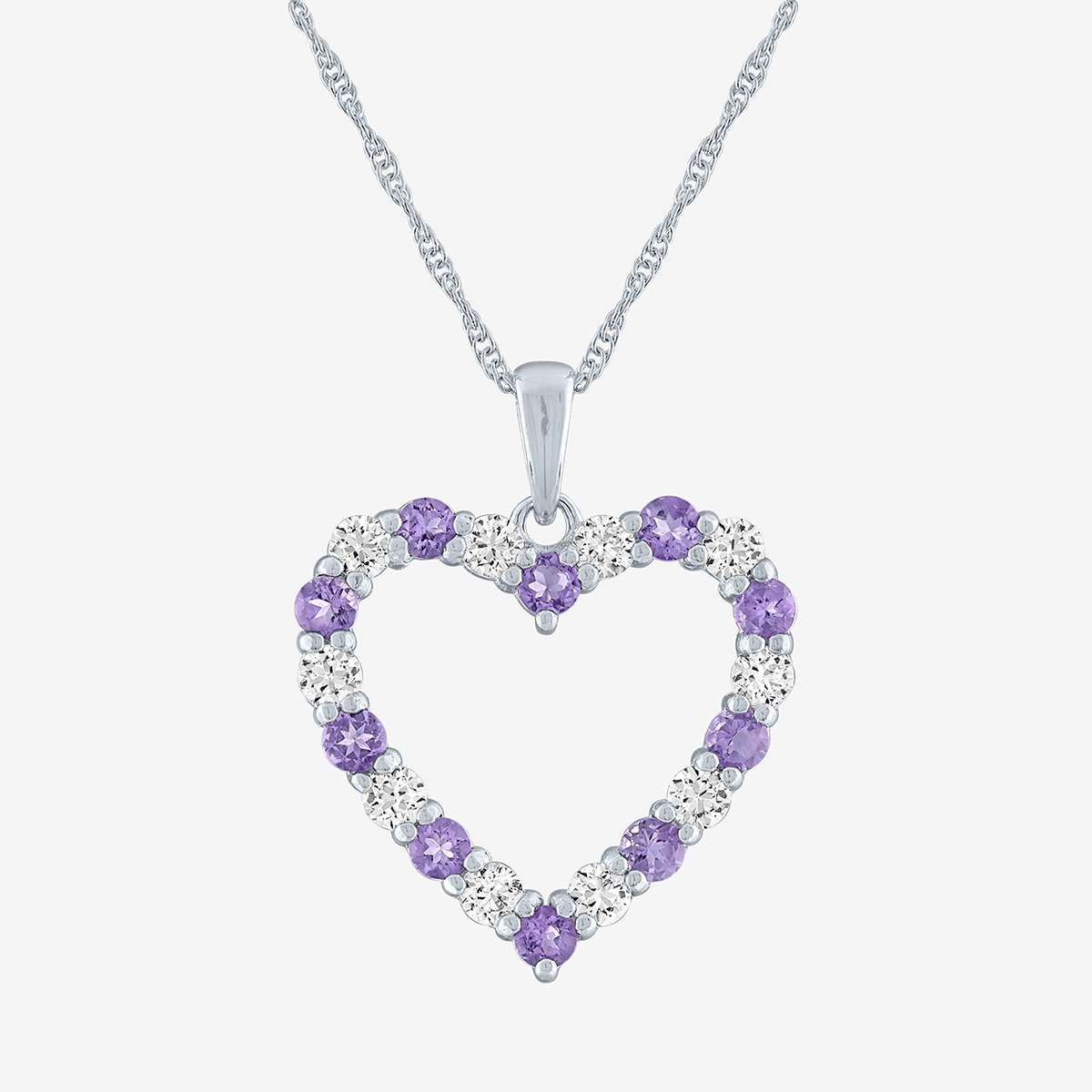 Gemstone Classics(tm) Amethyst & Lab Created Sapphire Heart Pendant