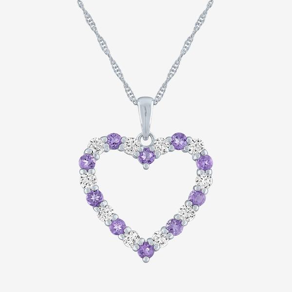 Gemstone Classics(tm) Amethyst & Lab Created Sapphire Heart Pendant