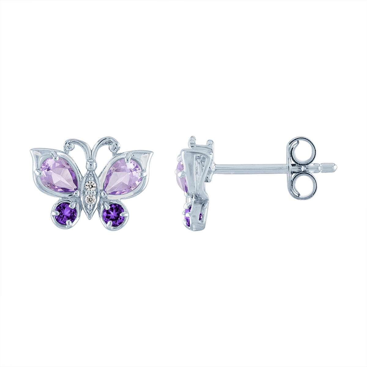 Gemstones Classics(tm) White Sapphire Butterfly Stud Earrings