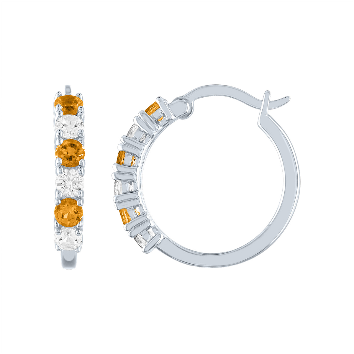 Gemstones Classics(tm) Citrine & White Sapphire Hoop Earrings