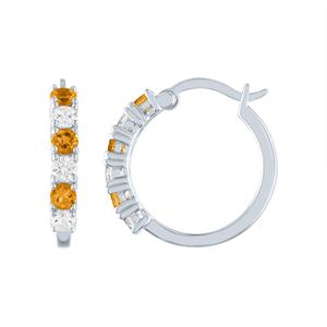 Gemstone Classics(tm) Citrine & White Sapphire Hoop Earrings