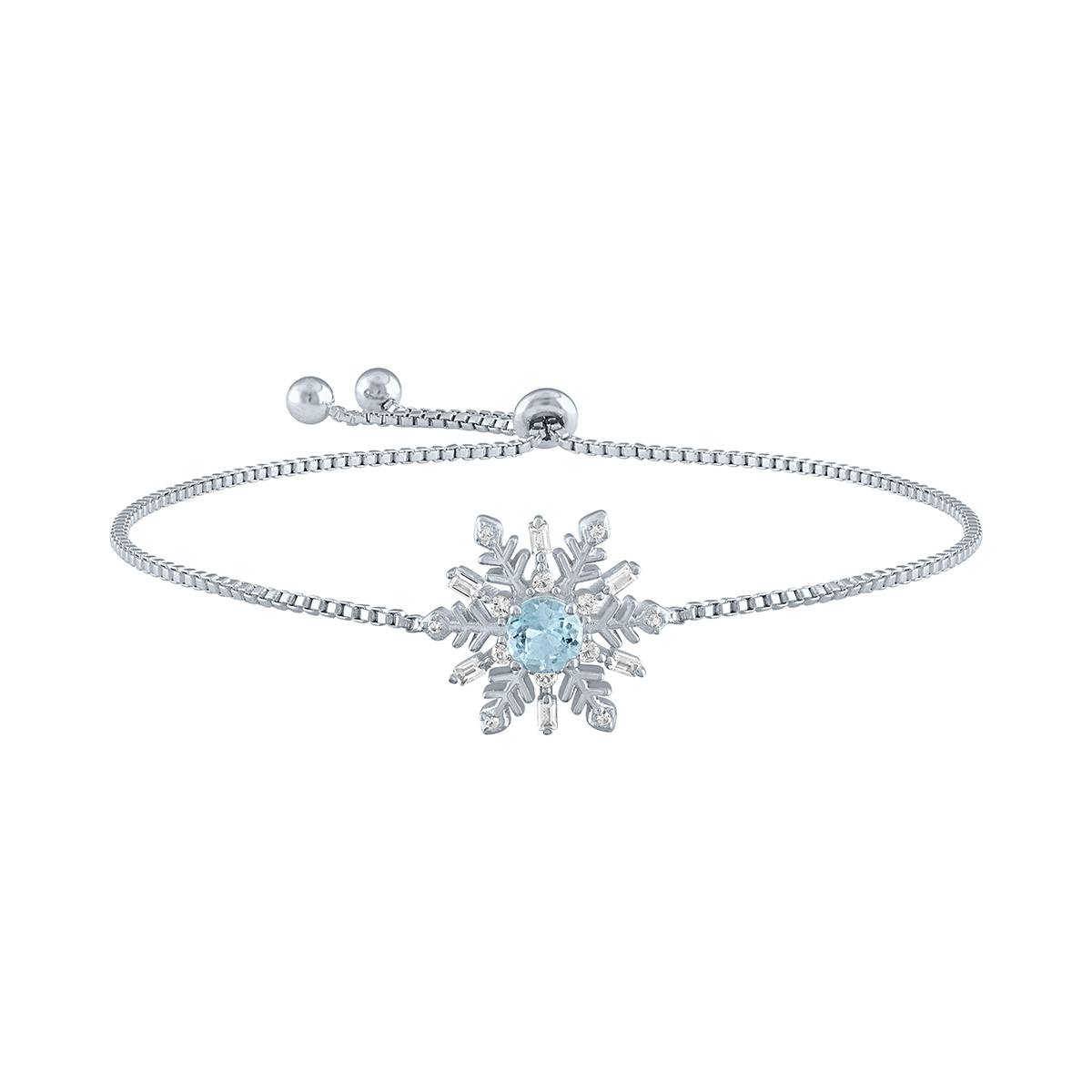 Gemstone Classics(tm) Blue Topaz & Sapphire Snowflake Bolo Bracelet