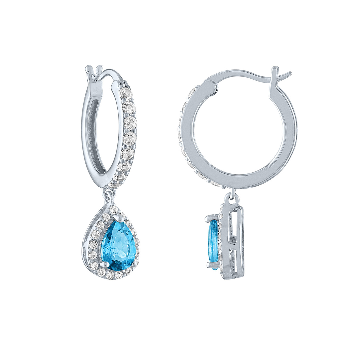 Gemstone Classics(tm) Genuine Blue Topaz & Sapphire Hoop Earrings