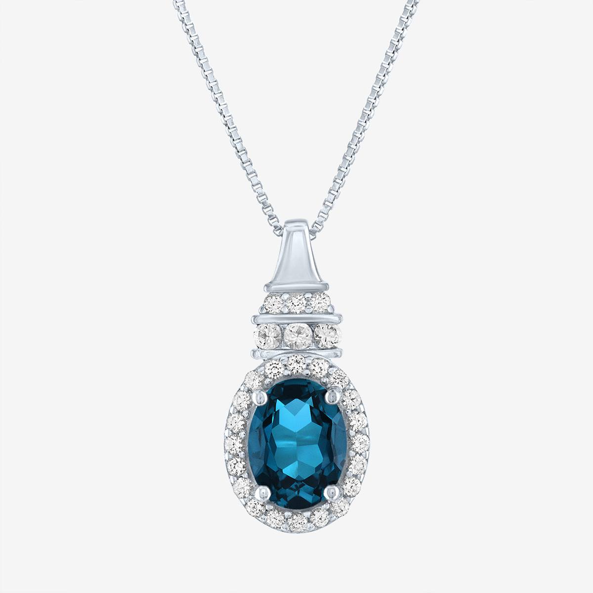 Gemstone Classics(tm) London Blue Topaz & Sapphire Pendant