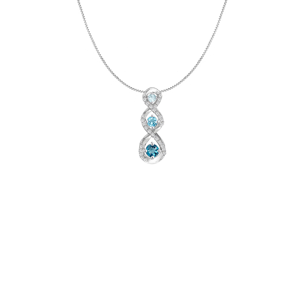 Gemstone Classics(tm) Sterling Silver Blue Topaz & Sapphire Pendant