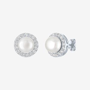 Gemstone Classics(tm) Lab Grown Sapphire Pearl Button Stud Earrings