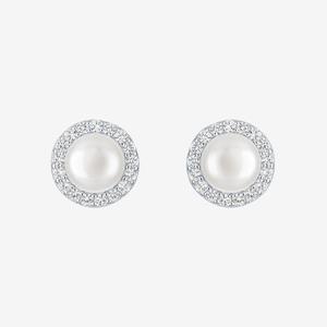 Gemstone Classics(tm) Lab Grown Sapphire Pearl Button Stud Earrings alternate view