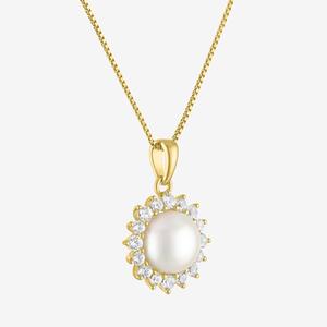 Gemstone Classics(tm) Lab Grown White Sapphire Pearl Halo Pendant alternate view