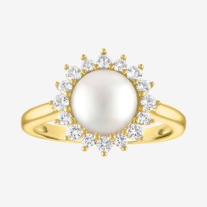 Gemstone Classics(tm) Lab Grown White Sapphire Pearl Halo Ring