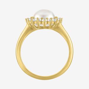 Gemstone Classics(tm) Lab Grown White Sapphire Pearl Halo Ring alternate view