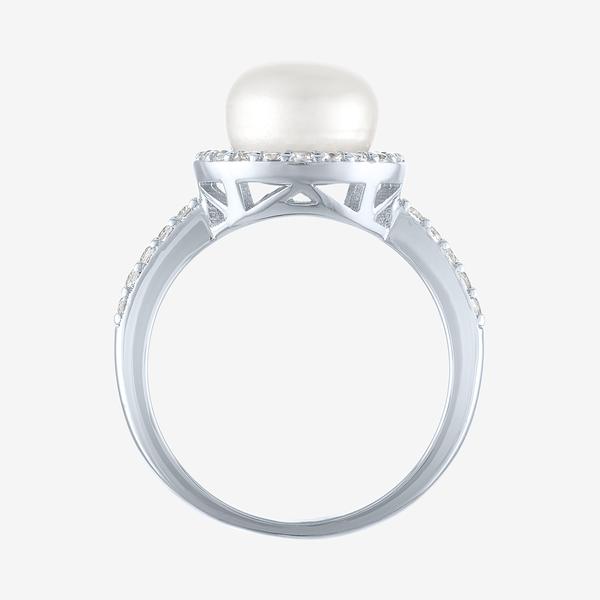 Gemstone Classics(tm) Lab Grown White Sapphire & Pearl Halo Ring alternate view