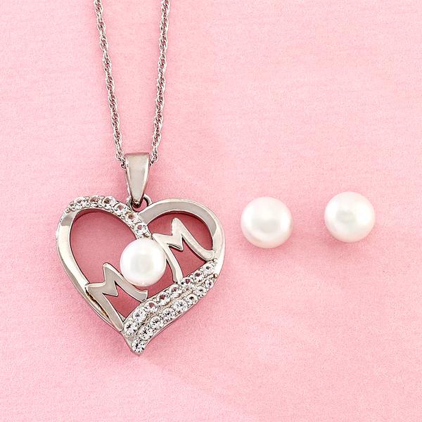 Gemstone Classics(tm) Lab Grown White Sapphire Mom Pendant Set