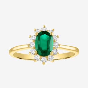 Nova Star(R) Lab Grown Emerald Gold over Silver Oval Halo Ring