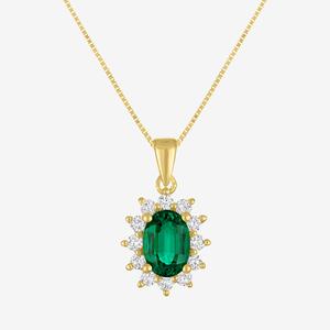 Nova Star(R) 1/4ctw. Lab Grown Diamond & Emerald Halo Pendant