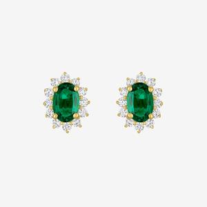 Nova Star(R) 1/3ctw. Lab Grown Diamond & Emerald Halo Stud Earrings alternate view