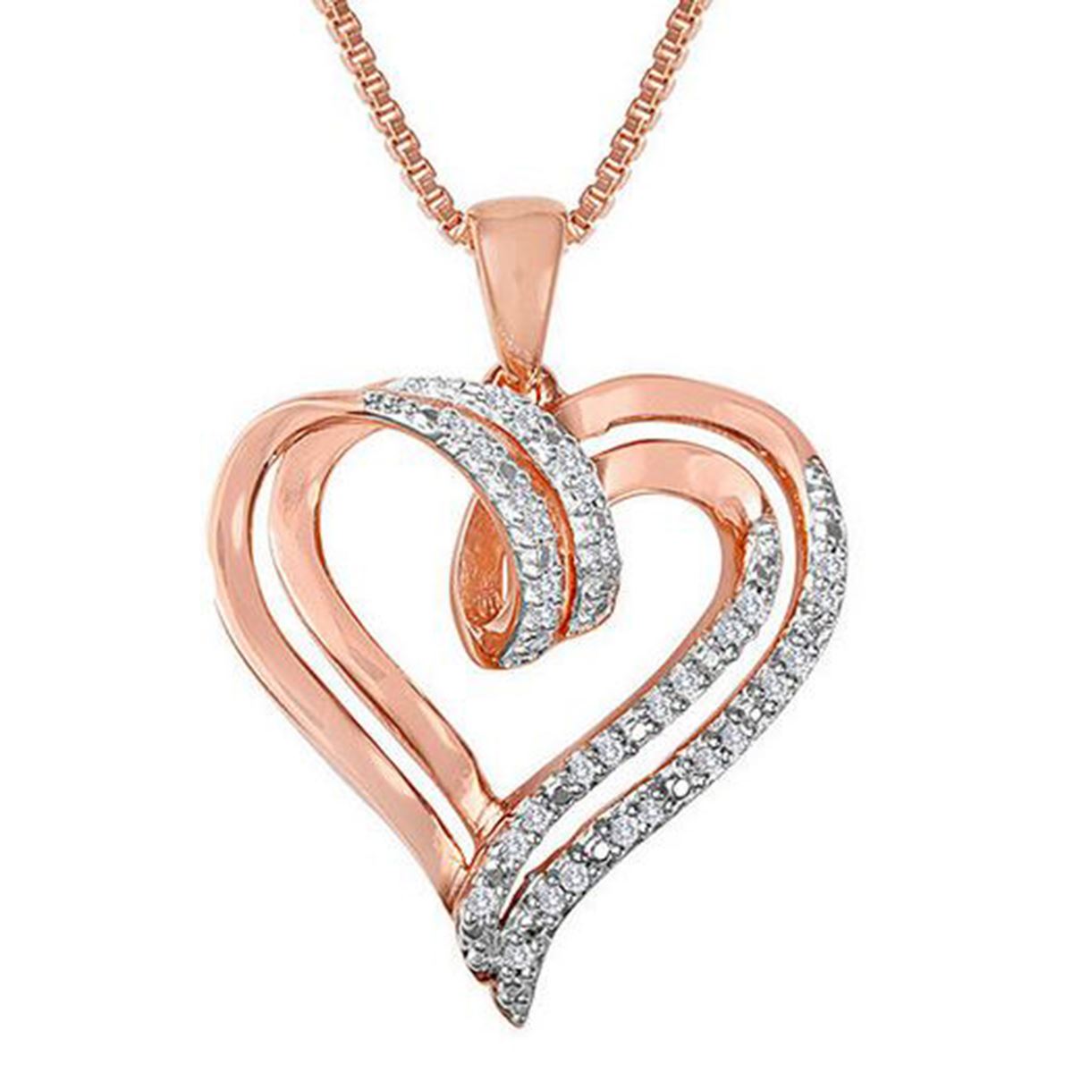 Diamond Classics(tm) 1/10ctw. Diamond Plated Silver Heart Pendant