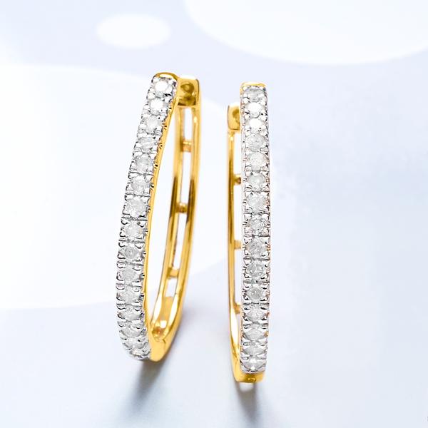 Diamond Classics(tm) 1/4ctw. Diamond Gold & Silver Hoop Earrings