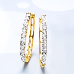 Diamond Classics(tm) 1/4ctw. Diamond Gold & Silver Hoop Earrings
