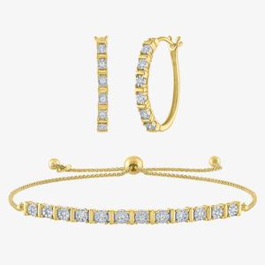 Nova Star(R) Lab Grown Diamond Gold Bolo Bracelet & Earrings Set