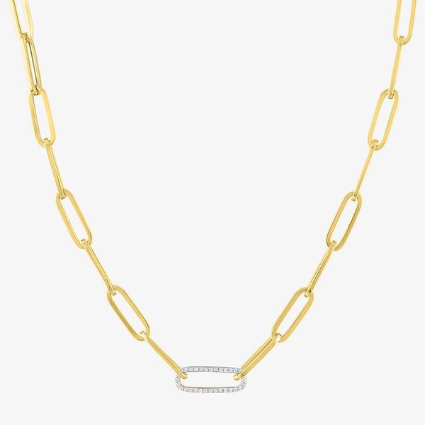 Nova Star(R) Gold Over Silver Lab Grown Diamond Paper Clip Necklace