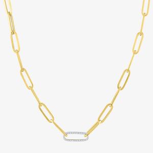 Nova Star(R) Gold Over Silver Lab Grown Diamond Paper Clip Necklace